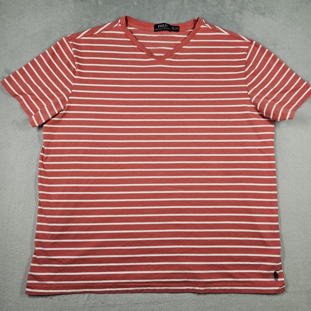 Polo Ralph Lauren Shirt Mens XXL V-Neck Pink Classic Short Sleeve Pony Preppy